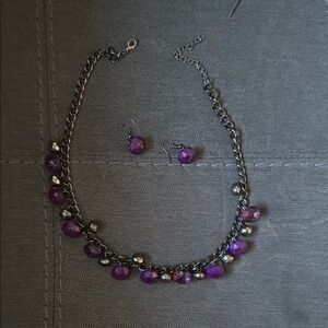 Elegant Purple Necklace and Earring Set